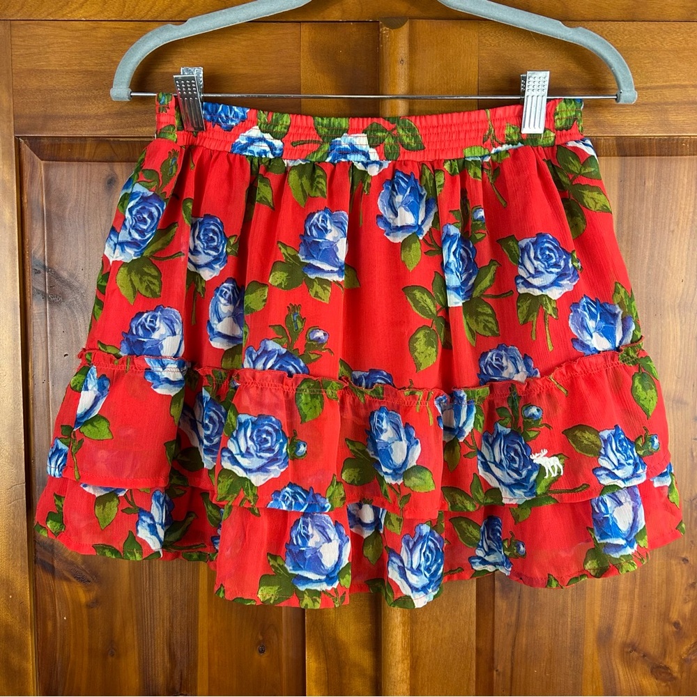 Abercrombie & Fitch Floral Tiered Mini Skirt Y2K Festival Fairy Whimsy Fairycore